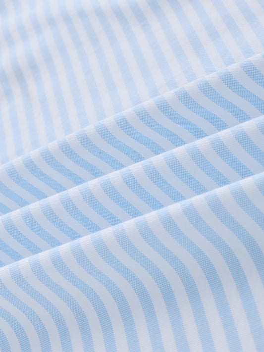 Soft Blue Oxford Vertical Striped Button-Down Collar Shirt