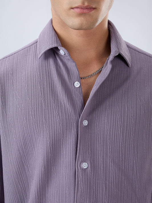 Heather Purple Matrix Weave Knitted Shirt
