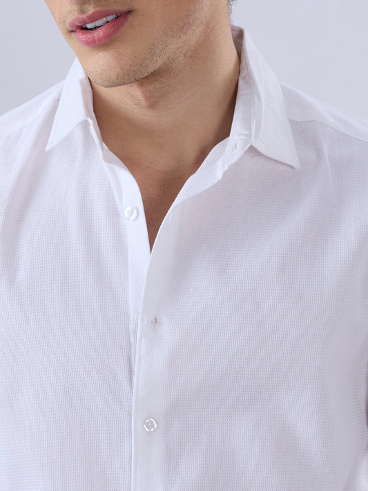 Snow White Minimal Textured Shirt