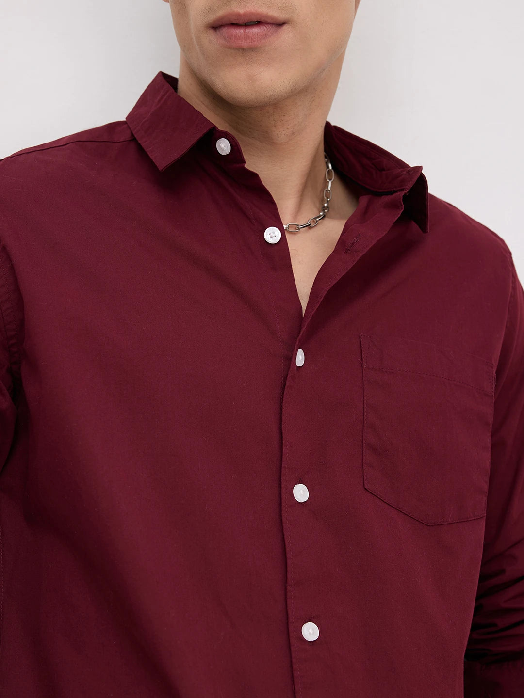 Classic Maroon Poplin Peach Finish Shirt