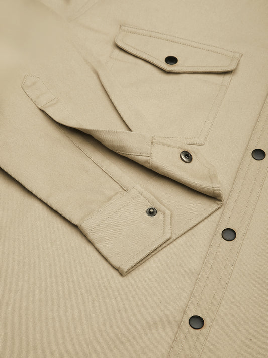 Warm Tan Double Flap Pocket Overshirt