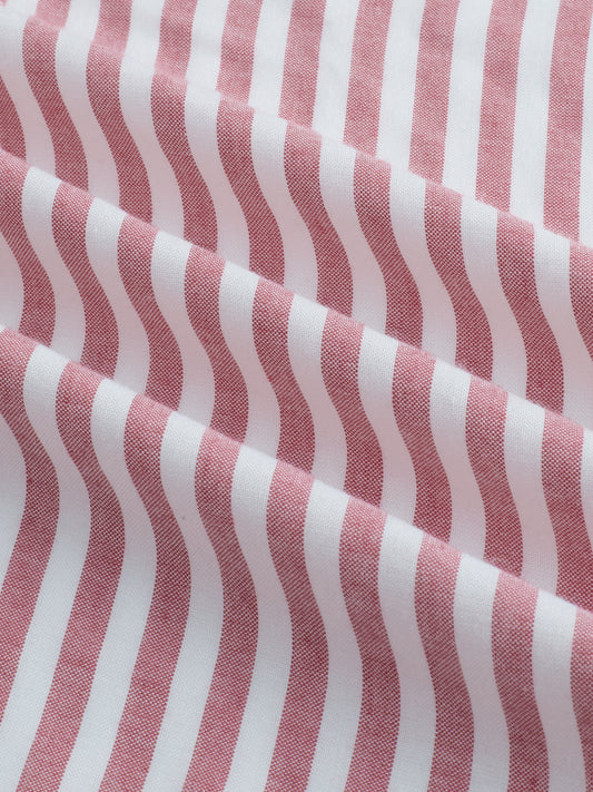 Berry Red Soft Candy Striped Vacation Shirt