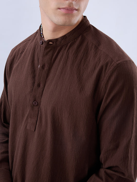 Chocolate Brown Subtle Textured Kurta