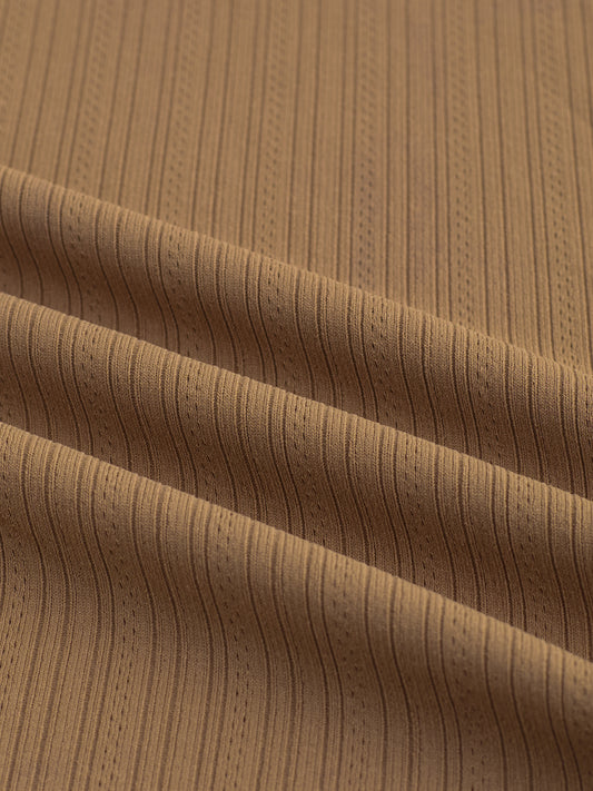 Refined Brown Hairline Striped Polo Knit T-Shirt