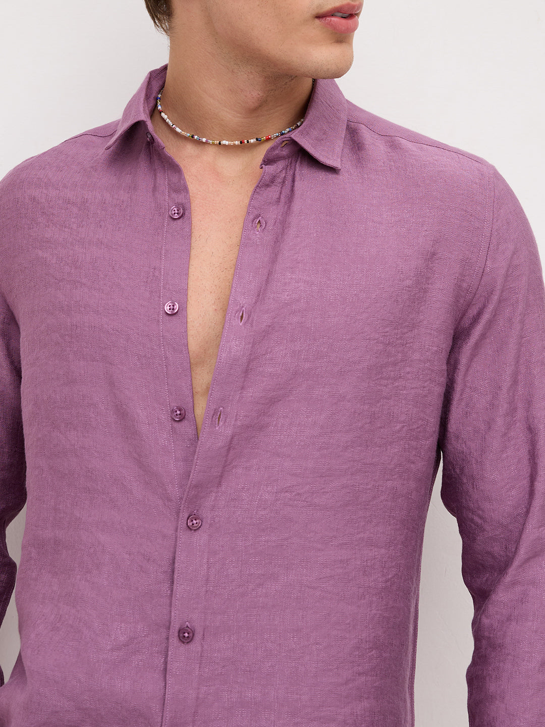 Heather Mauve Crinkled Shirt