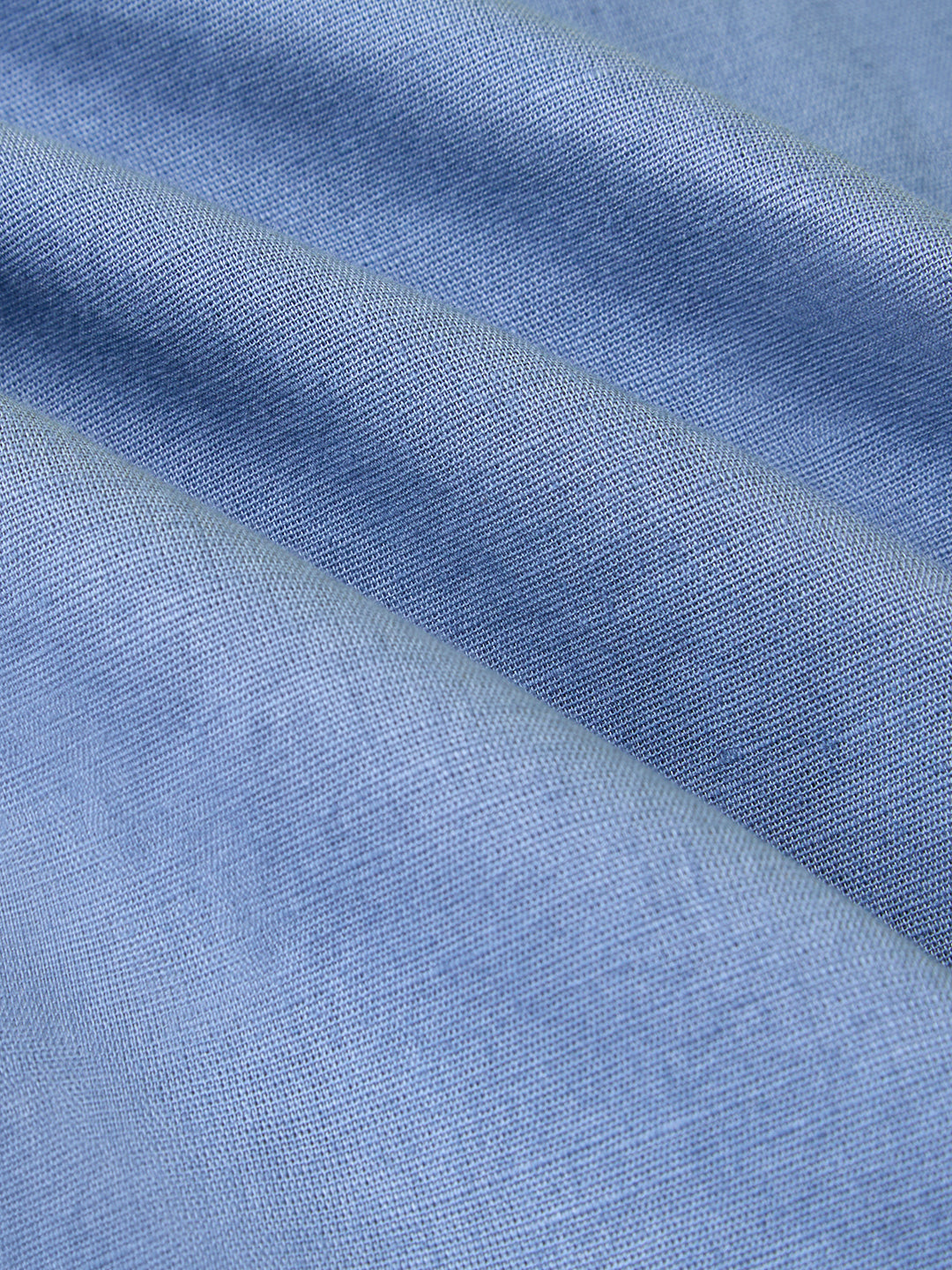 Steel Blue Linen Blend Lapel Collar Oversized Shirt