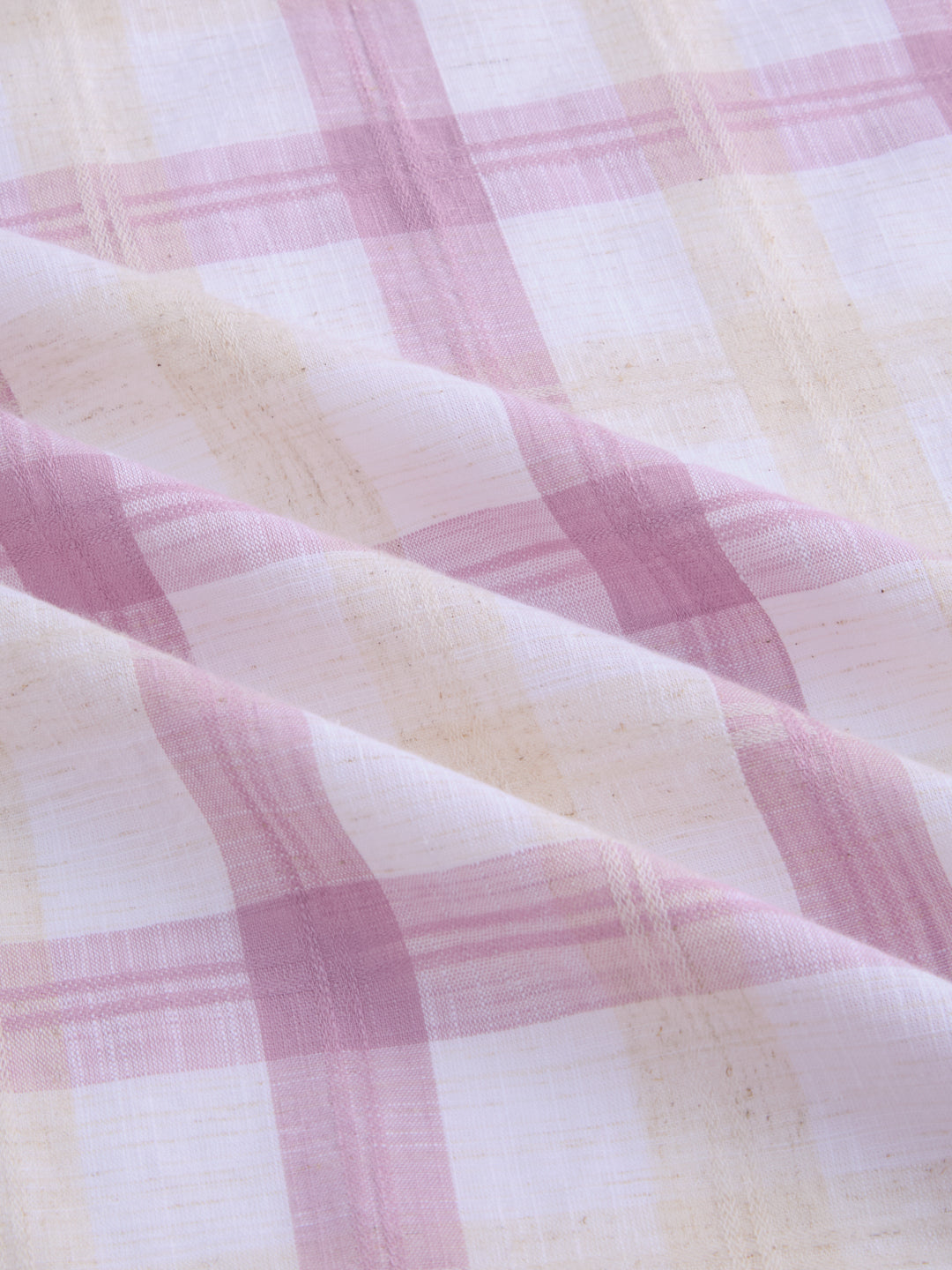 Soft Pink Fine Weave Plaid Checks Shirt