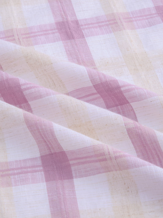 Soft Pink Fine Weave Plaid Checks Shirt