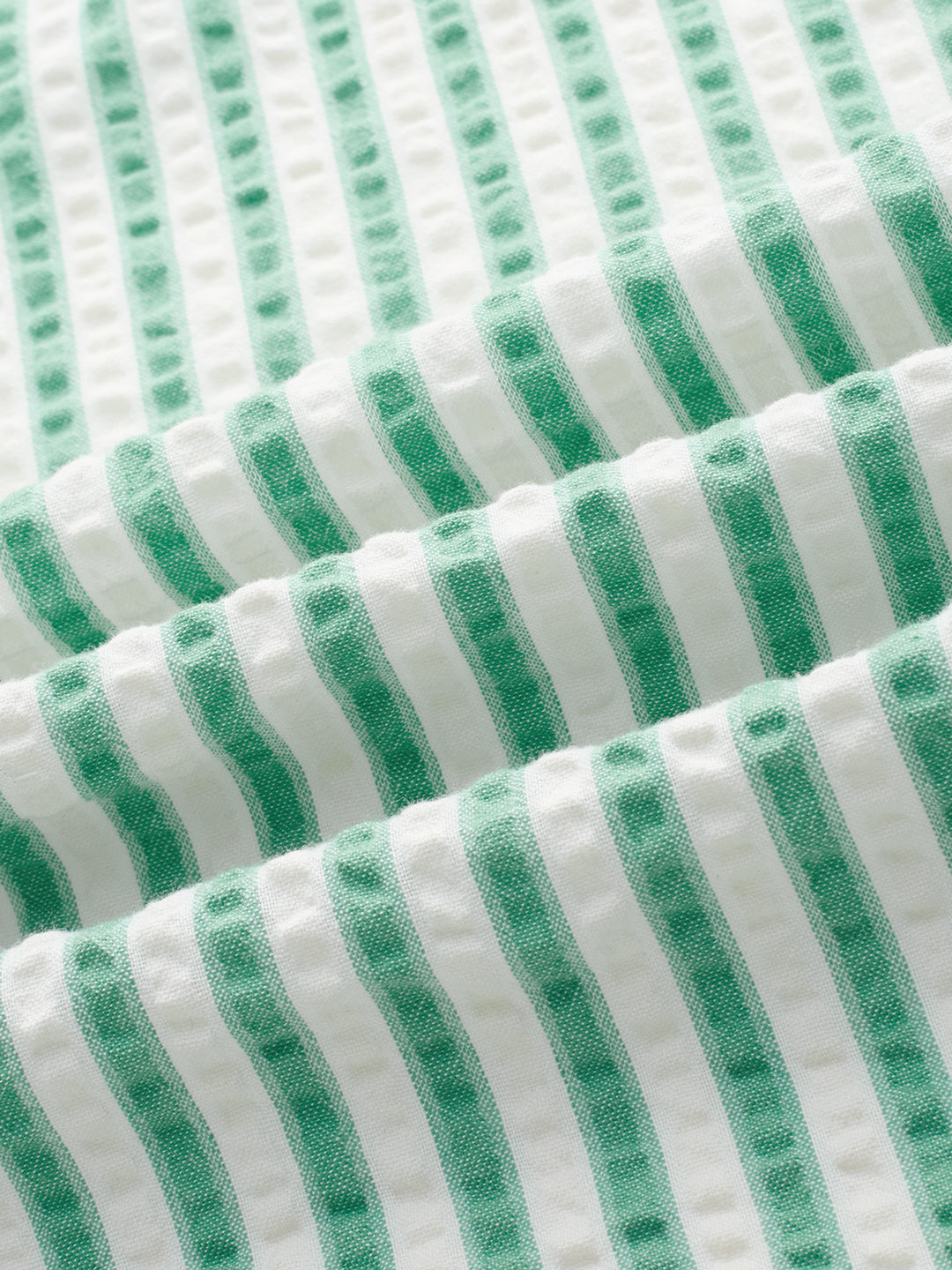 Spring Green Seersucker Candy Striped Boxy Fit Crop Shirt