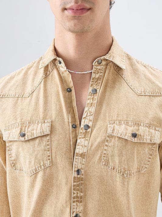 Desert Storm Vintage Acid Wash Double Pocket Shirt