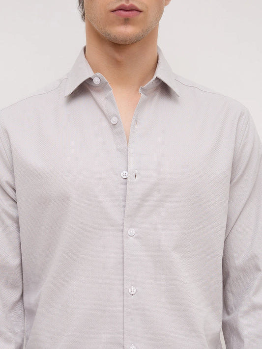Grey Micro Basket Weave Shirt