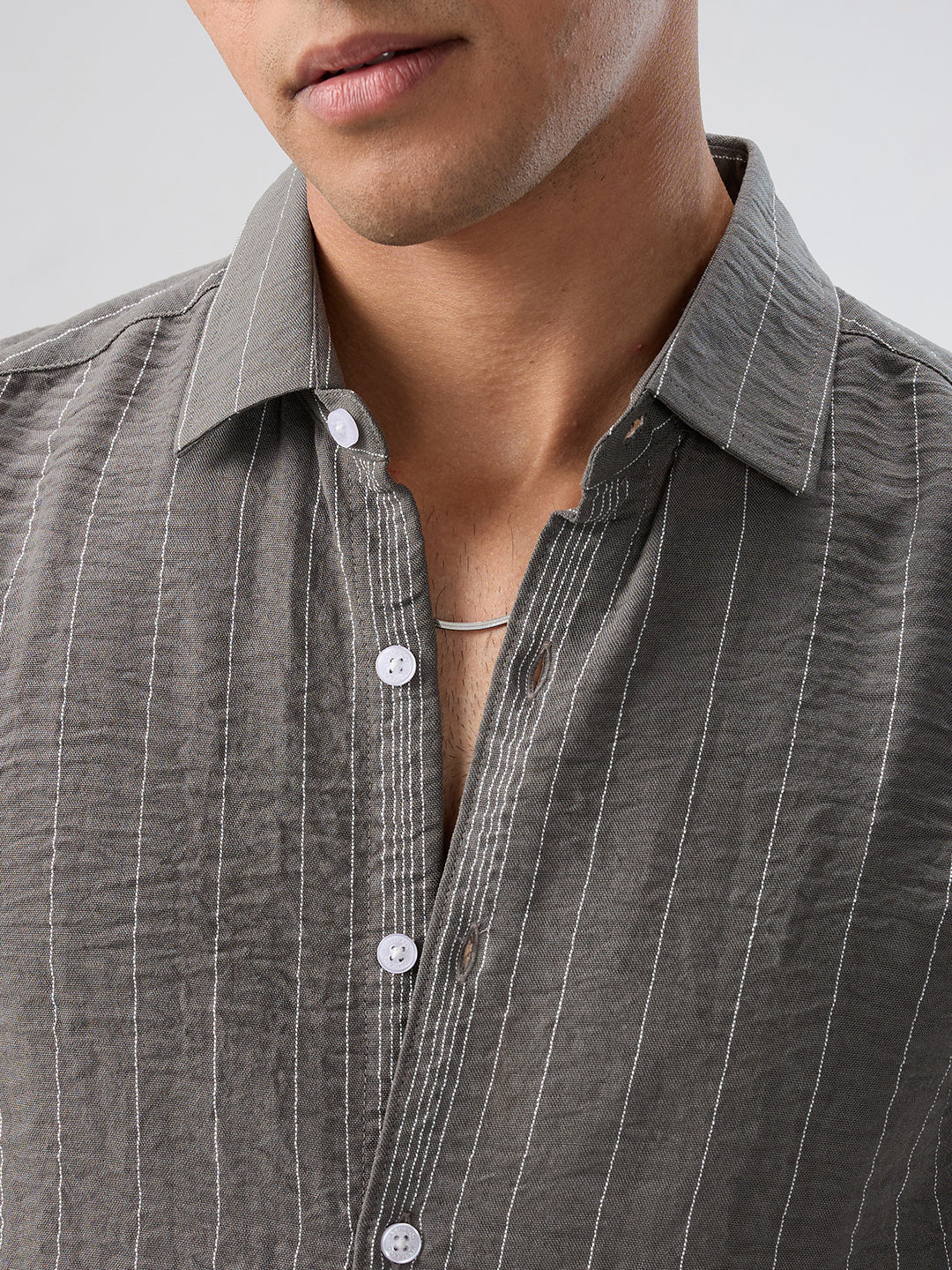 Schmick Pebble Grey Pinstripe Shirt