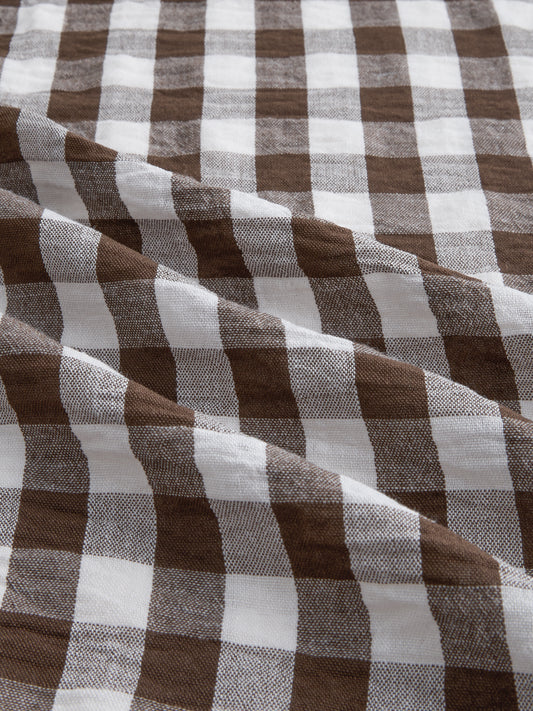 Cocoa Brown & White Gingham Checks Shirt