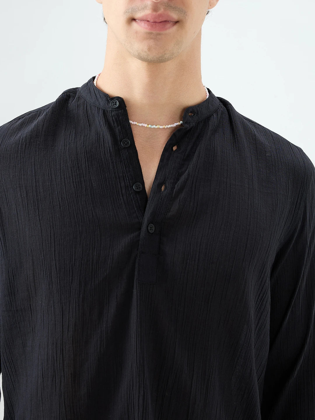 Sheer Black Linear Crepe Kurta