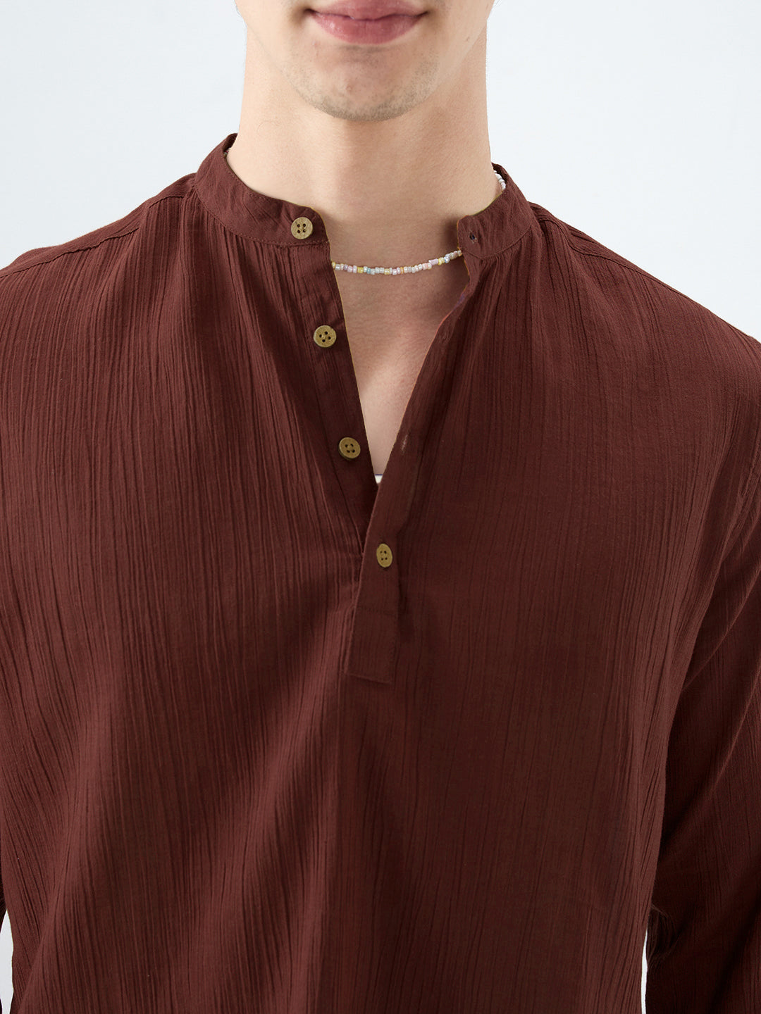 Sheer Brown Linear Crepe Kurta