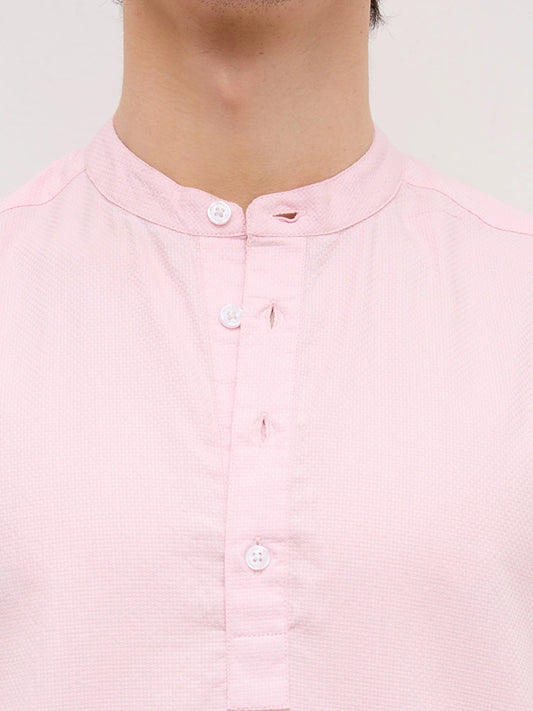 Soft Pink Micro Basket Weave Kurta