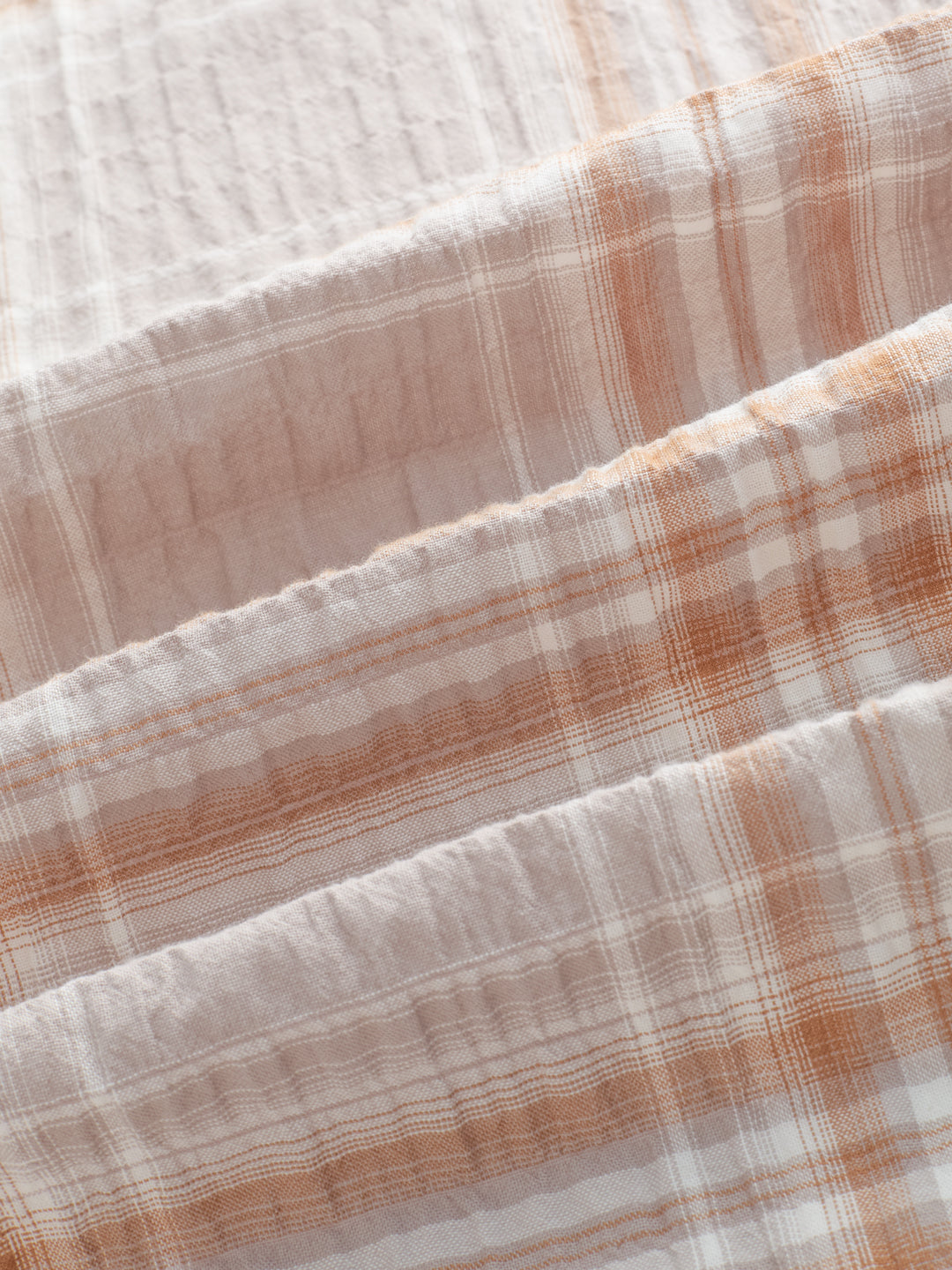 Grey & Rust Plaid Checks Crinkled Shirt