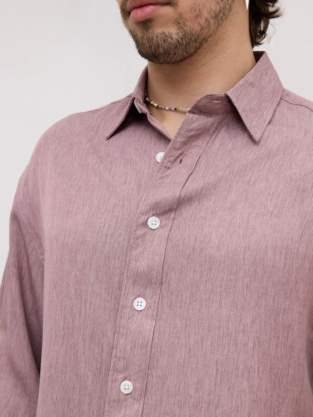 Rich Rustic Brown Softgrain Weave Boxy Fit Crop Shirt