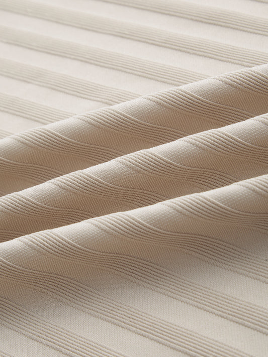Sandstone Linear Rised Striped Textured Shirt