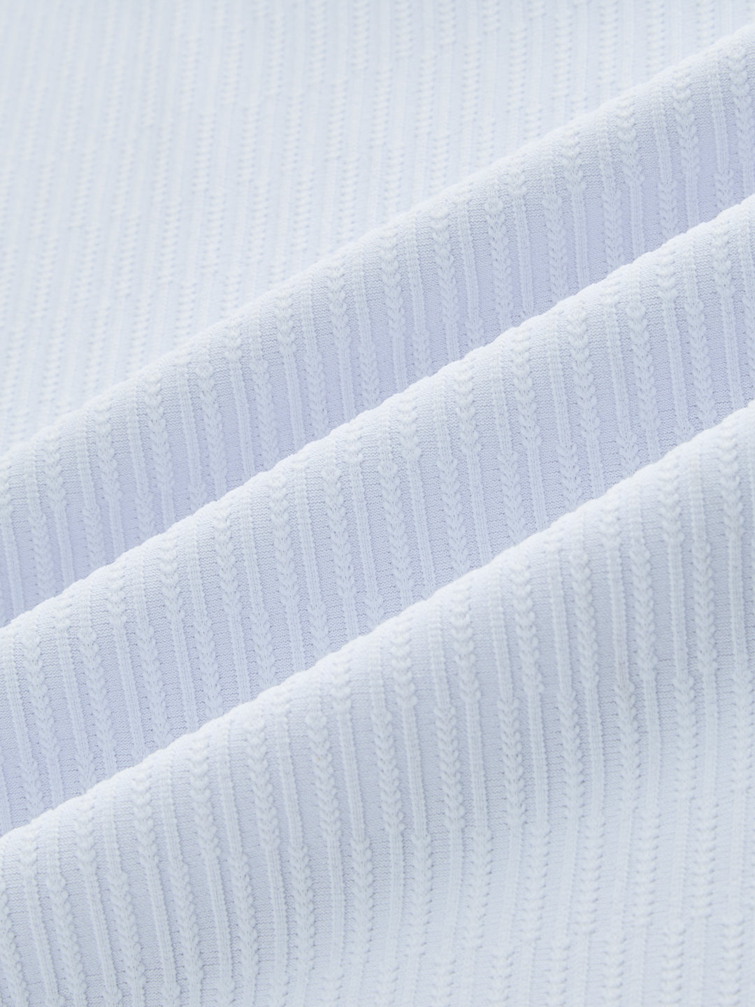 Soft Blue Precision Rib Striped Oversized Polo Knitted Shirt