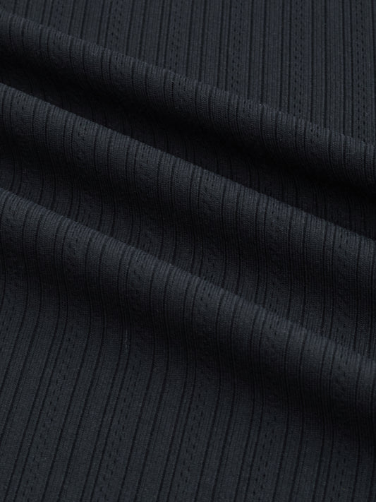 Refined Black Hairline Striped Polo Knit T-Shirt