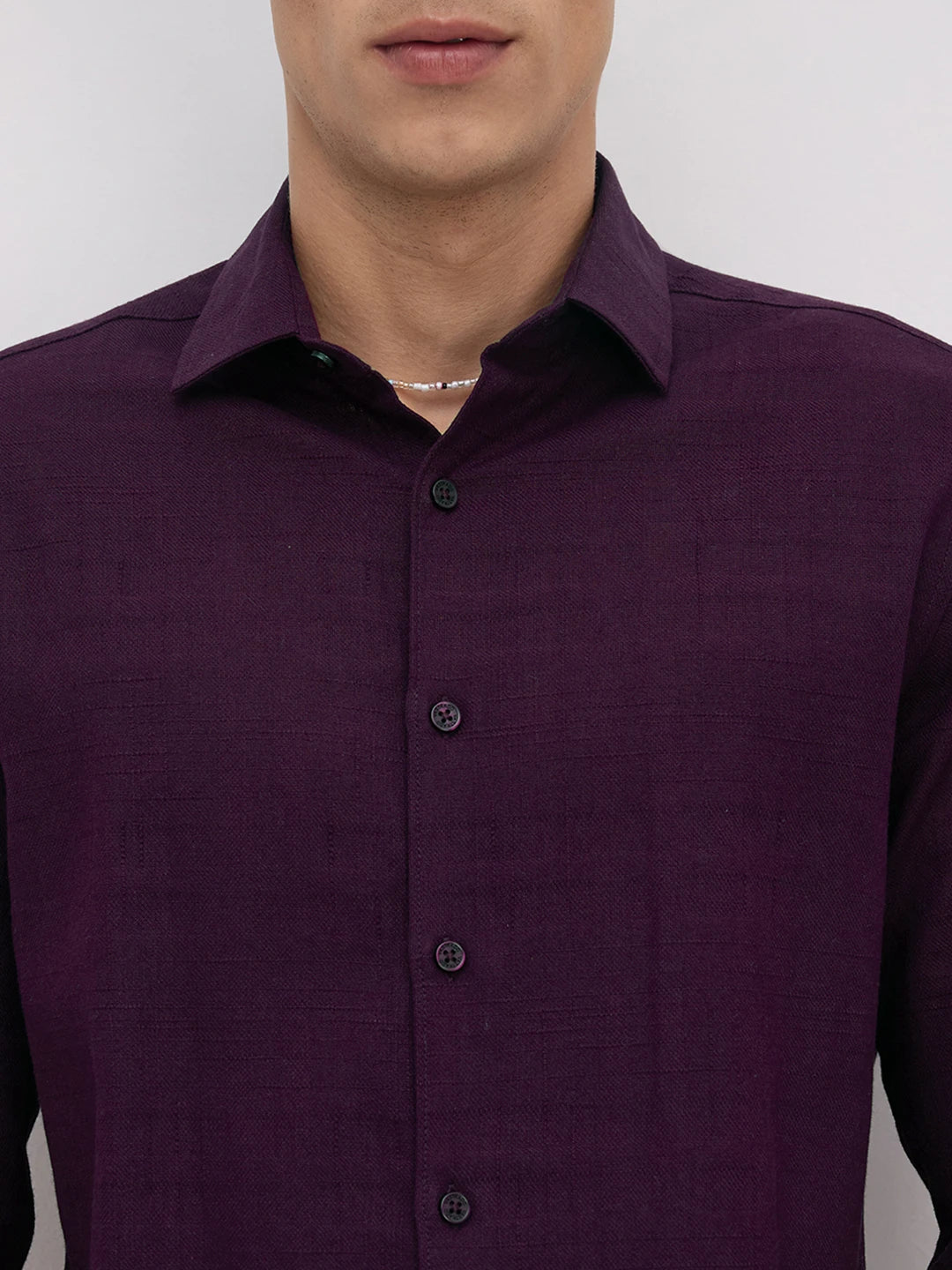 Wine Crossgrain Micro Textured Shirt