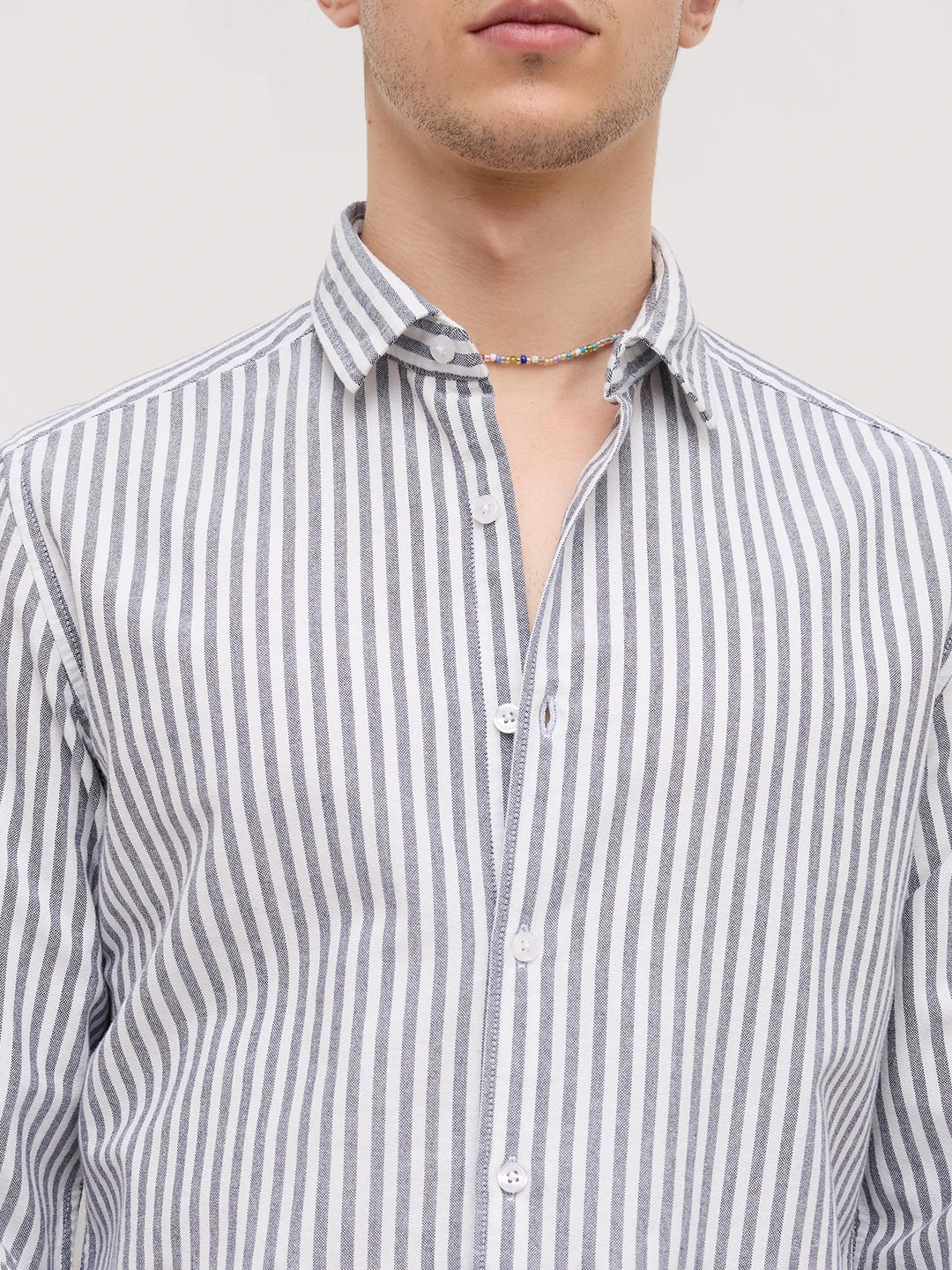 White & Navy Candy Striped Everyday Shirt