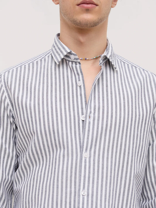 White & Navy Candy Striped Everyday Shirt