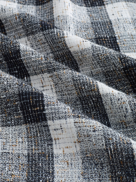 Black & White Textured Interweave Boxy Fit Crop Shirt