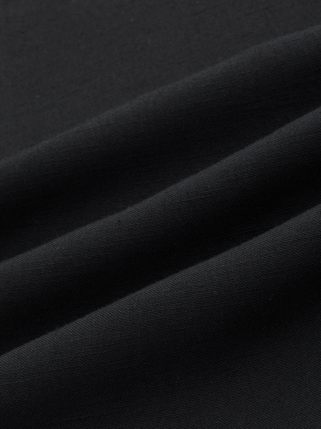 Pure Black Smooth Weave Boxy Fit Crop Shirt