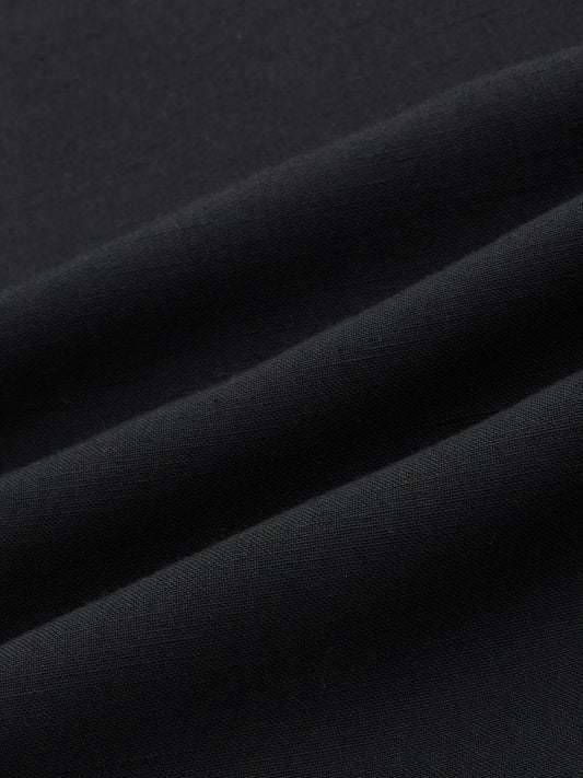 Pure Black Smooth Weave Boxy Fit Crop Shirt