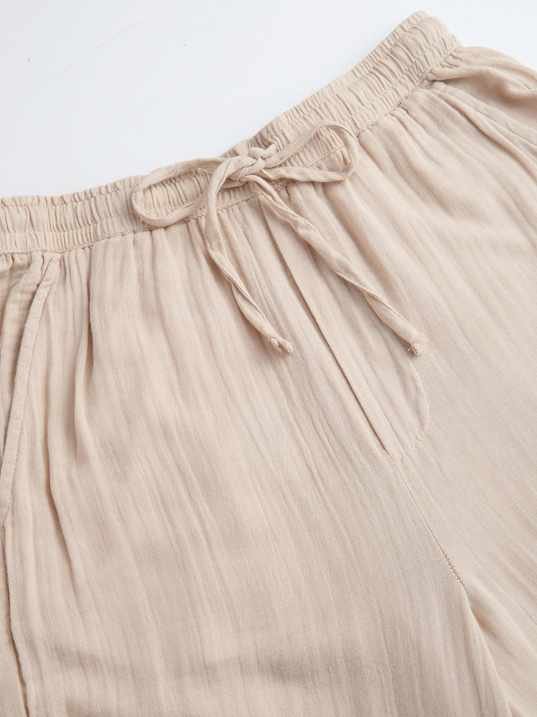 Warm Beige Double Cloth Straight Fit Trousers
