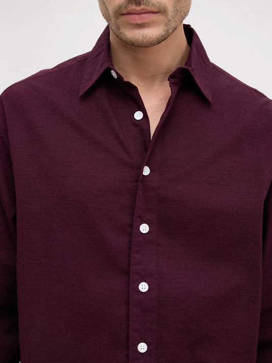 Luxe Wine Boxy Fit Crop Shirt
