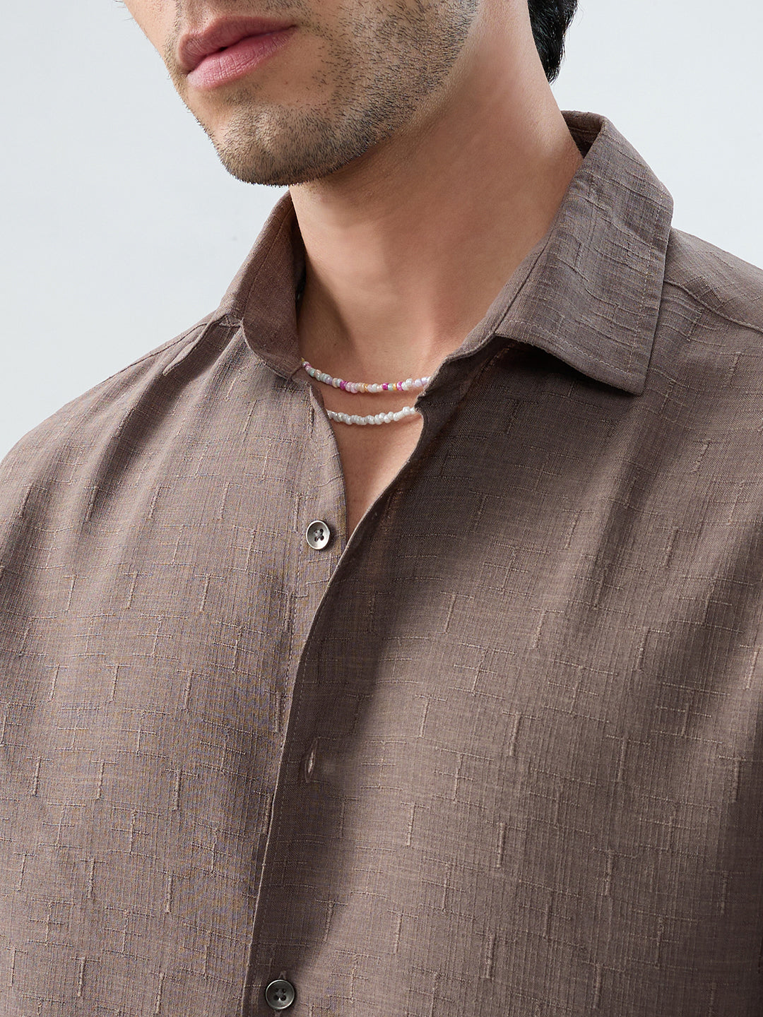 Ash Grey Minimal Textured Everyday Shirt