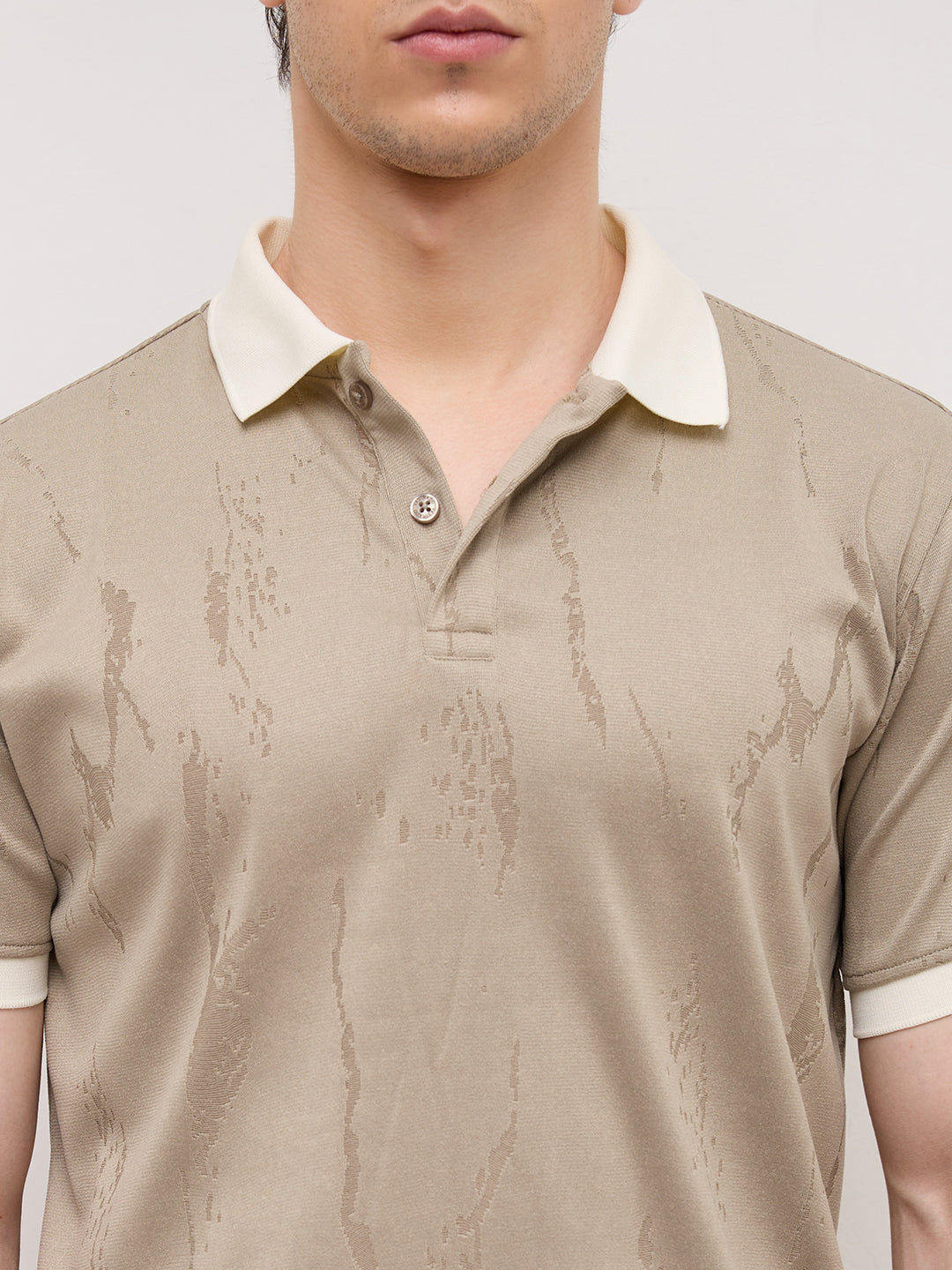 Classic Grey Textured Contrast Polo Knit T-Shirt