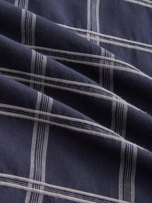 Navy Dimensional Contrast Windowpane Checks Shirt