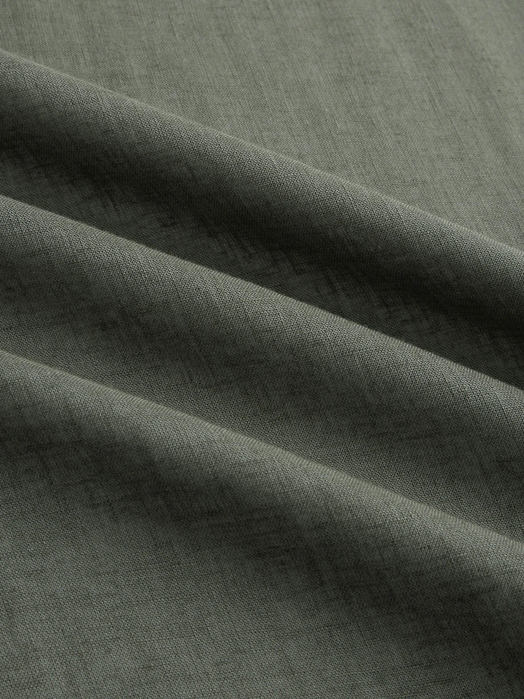 Luxe Olive Canvas Linen Blend Boxy Fit Crop Shirt