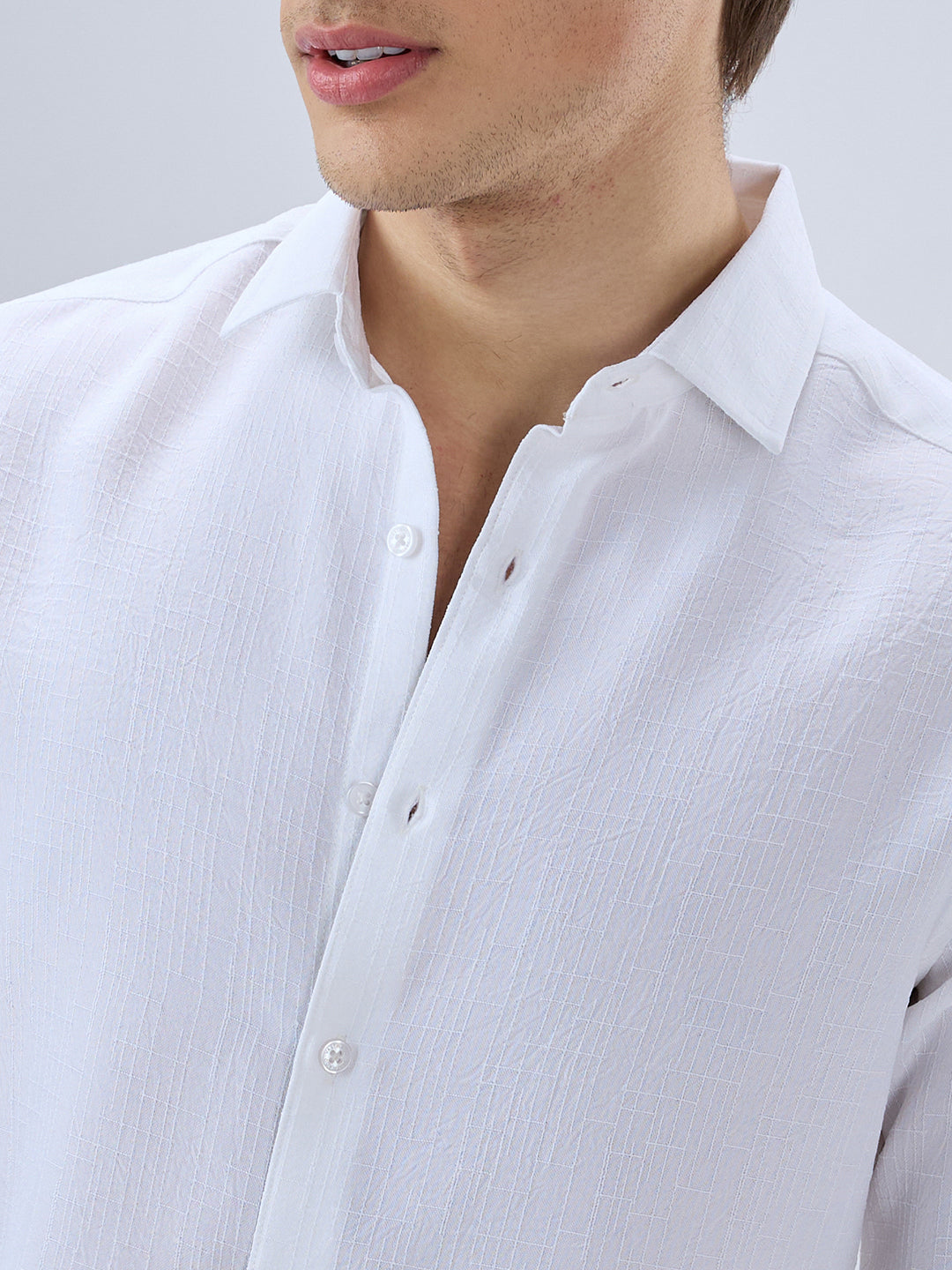 Classic White Slub Weave Shirt