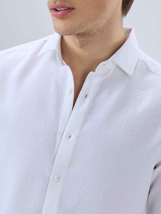Classic White Slub Weave Shirt
