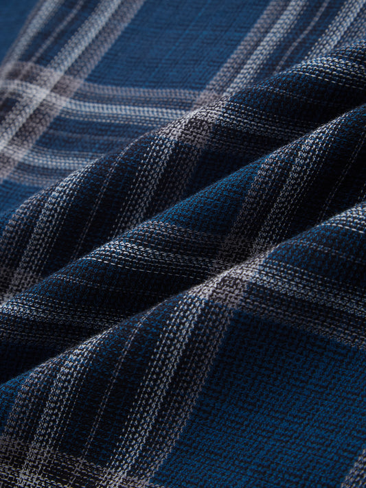Ocean Blue Contrast Plaid Checks Shirt