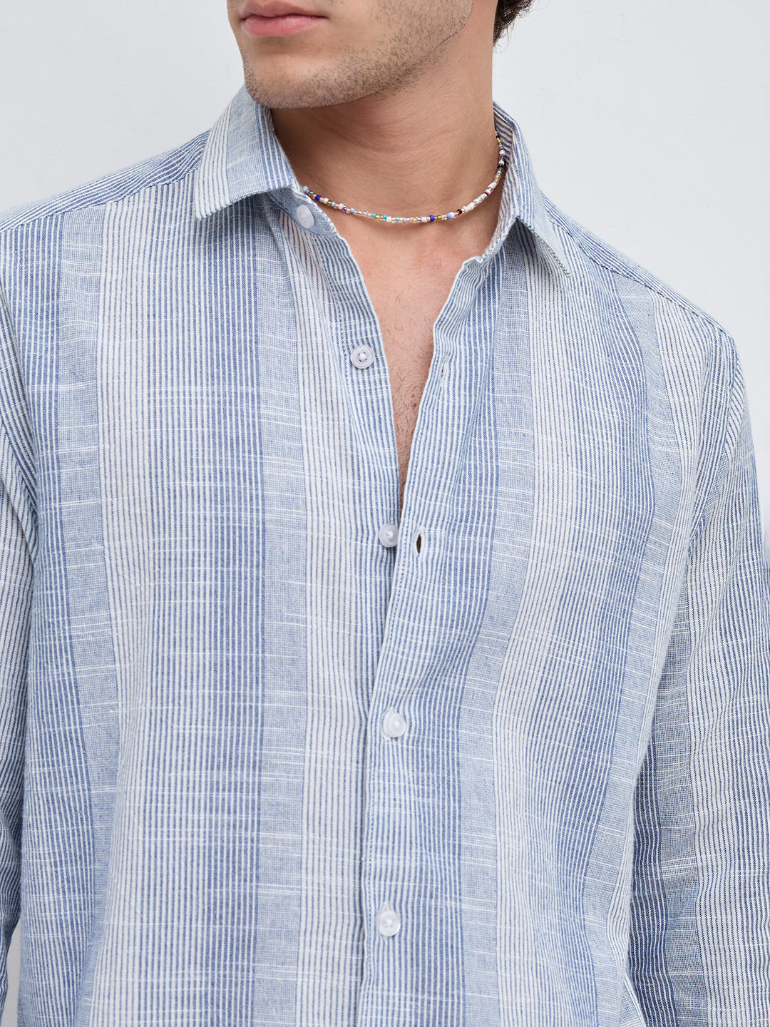 Blue & White Refined Multi Striped Shirt