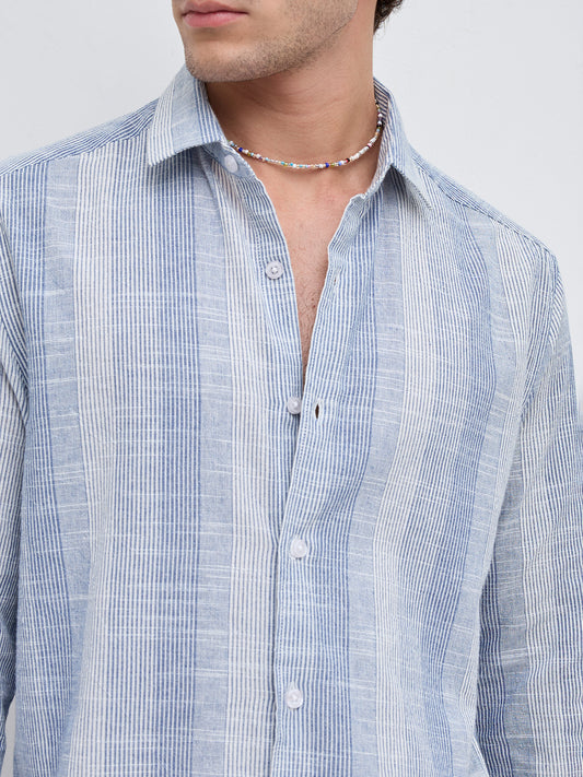 Blue & White Refined Multi Striped Shirt