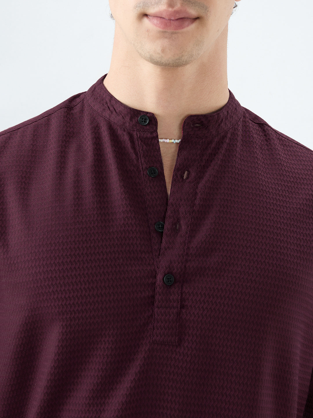 Garnet Red Wavey Textured Kurta