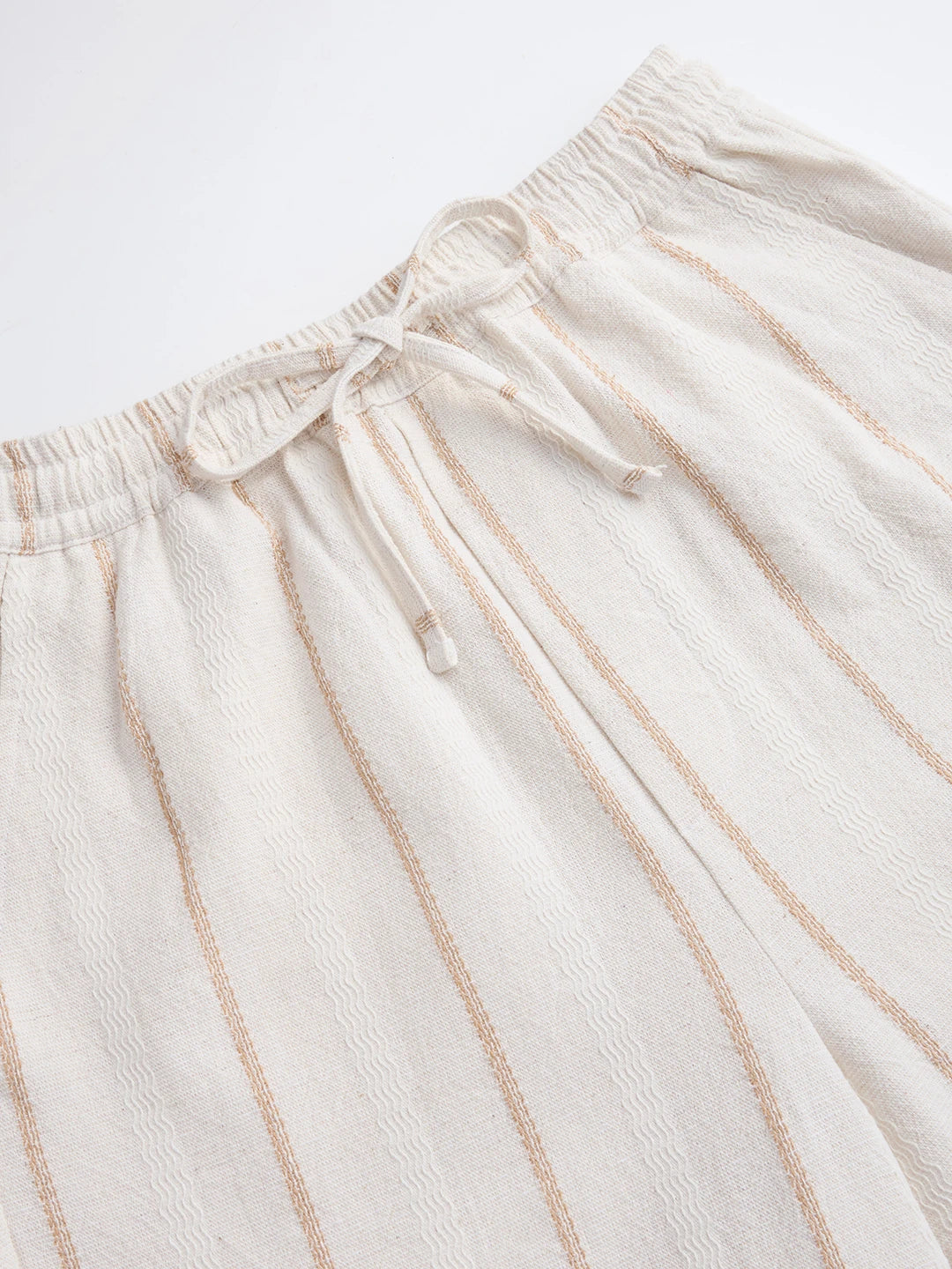 Burlap Beige Artisan Striped Straight Fit Trousers