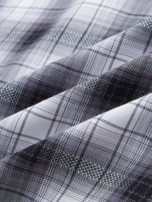 Black & White Tartanique Checked Boxy Fit Crop Shirt