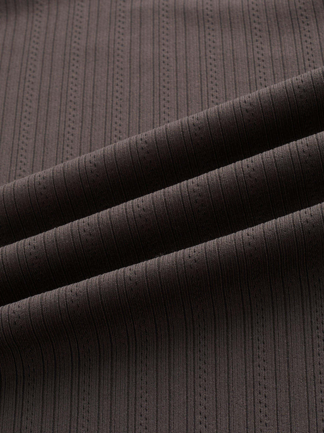 Carbon Grey Fine Vertical Ribbed Knitted Shirt