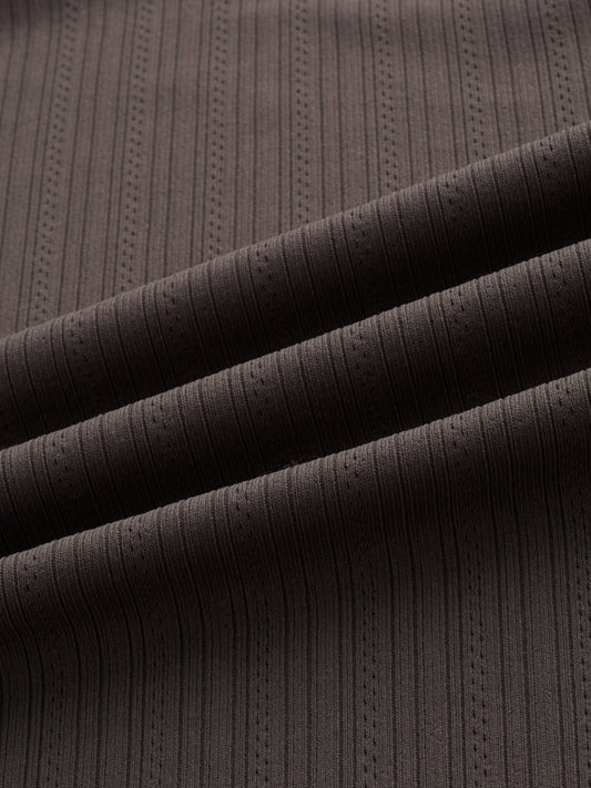 Carbon Grey Fine Vertical Ribbed Knitted Shirt