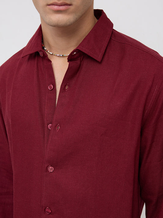 Elegant Maroon Linen Blend Everyday Shirt