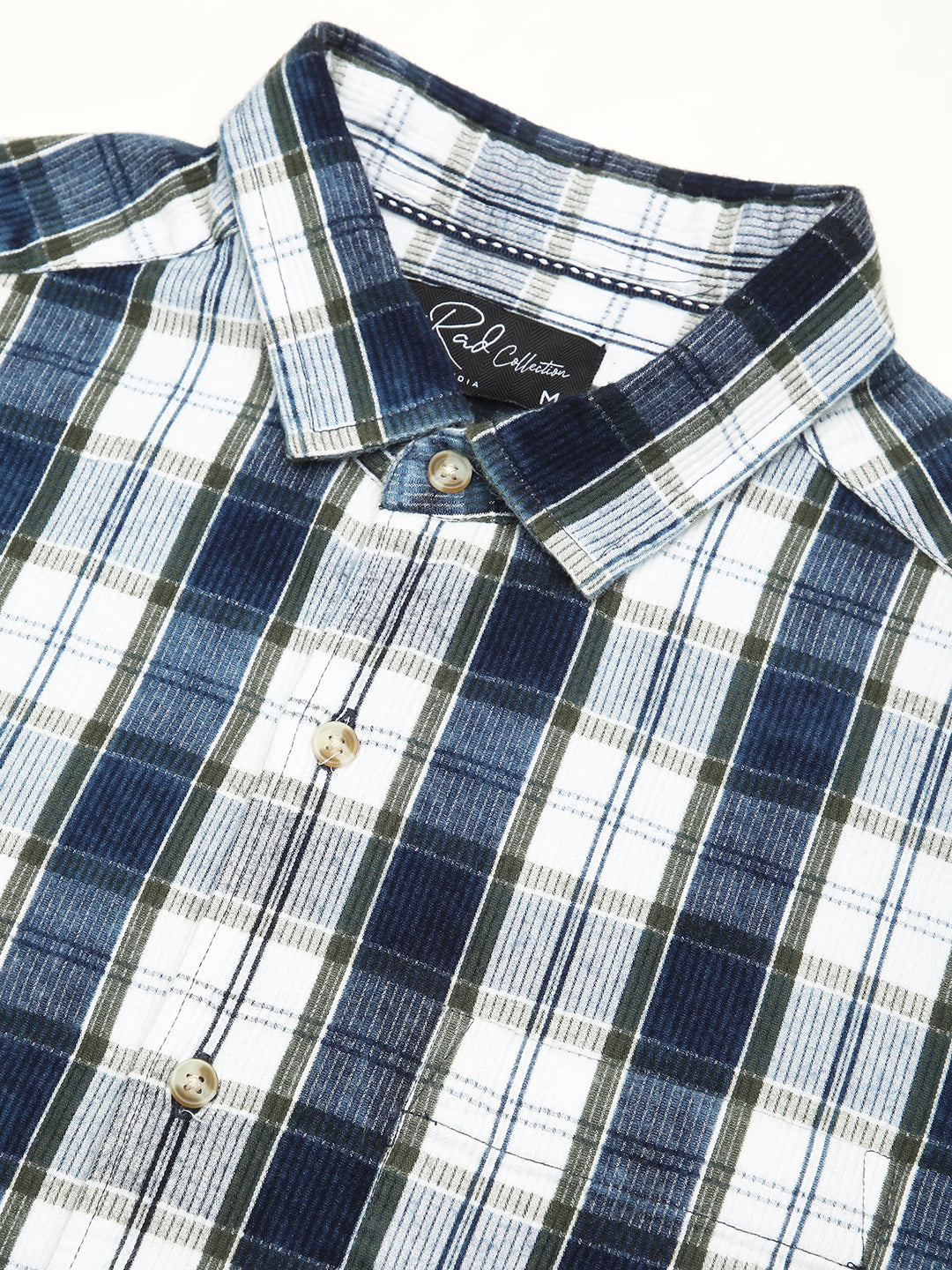 Denim Olive & Navy Plaid Checks Shirt
