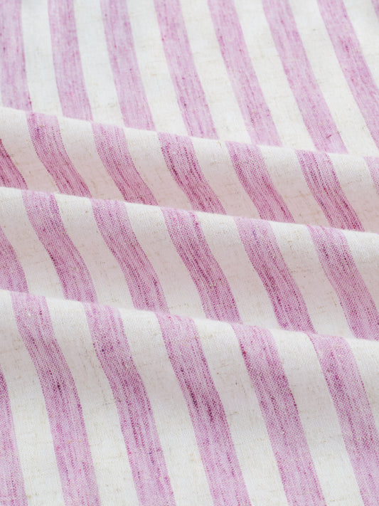 Cerise Pink & Ivory Balanced Striped Linen Blend Shirt